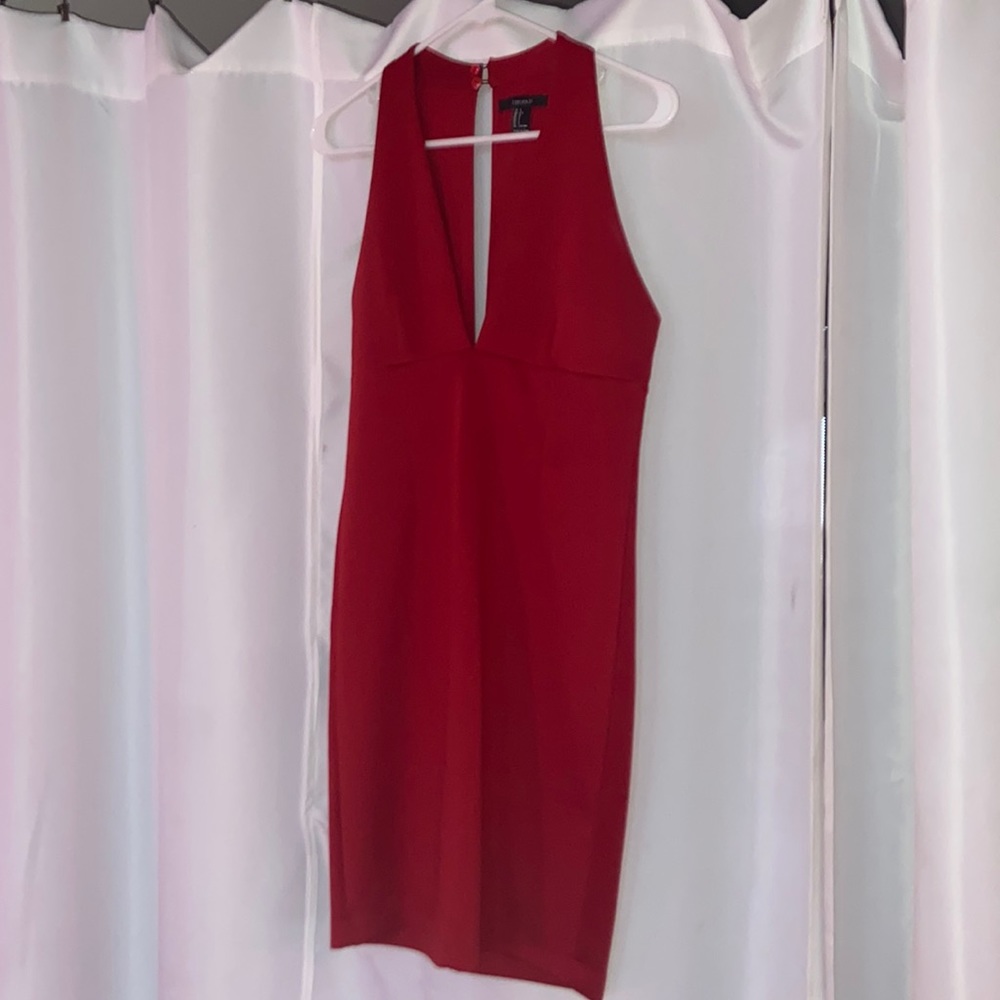 Red low cut bodycon dress